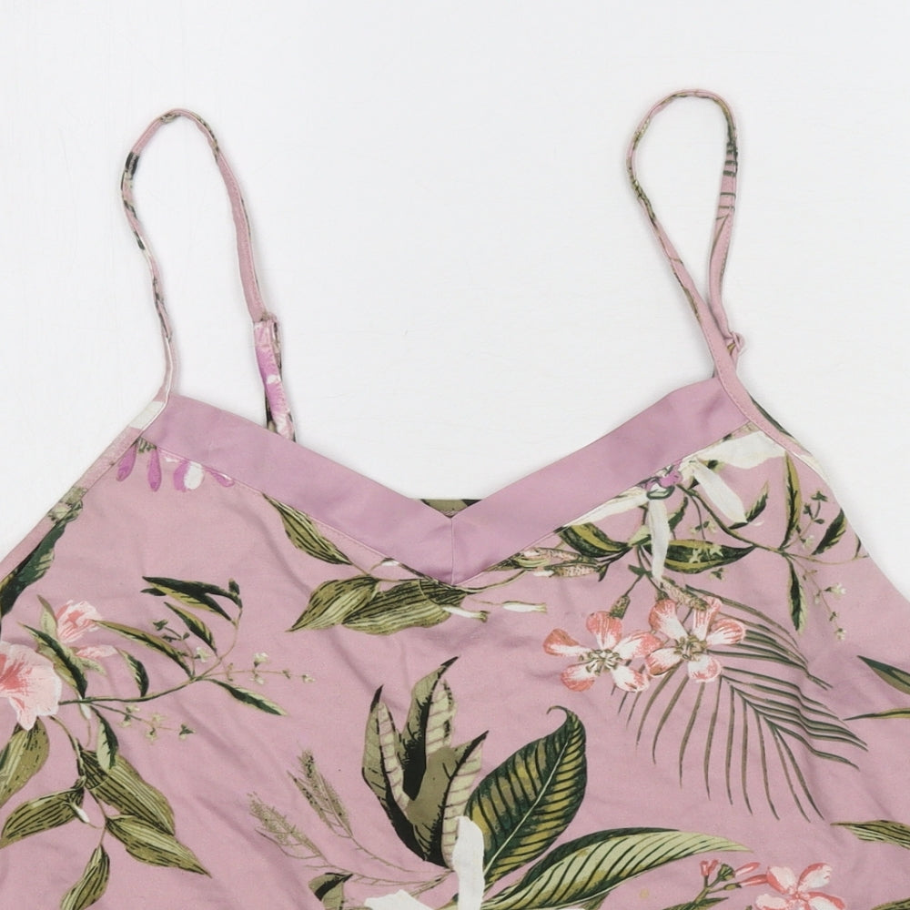 Primark Womens Pink Floral Jersey Top Pyjama Top Size 12