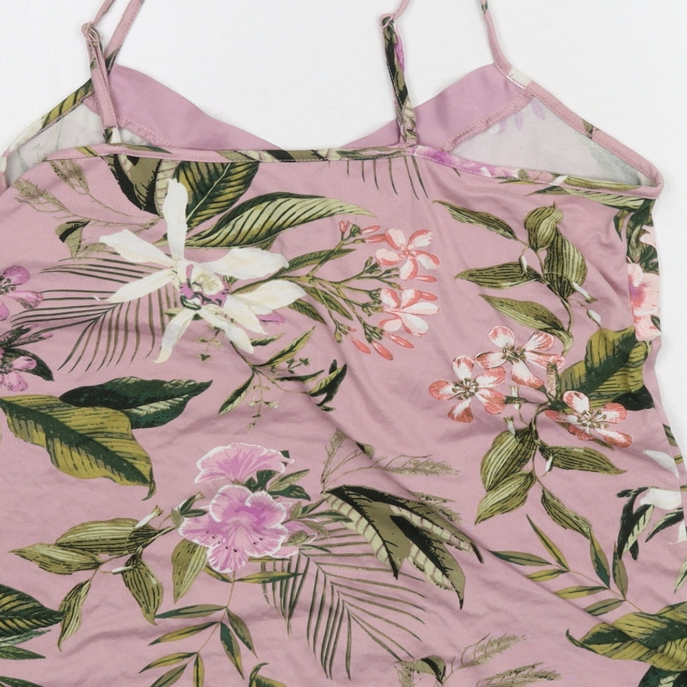 Primark Womens Pink Floral Jersey Top Pyjama Top Size 12