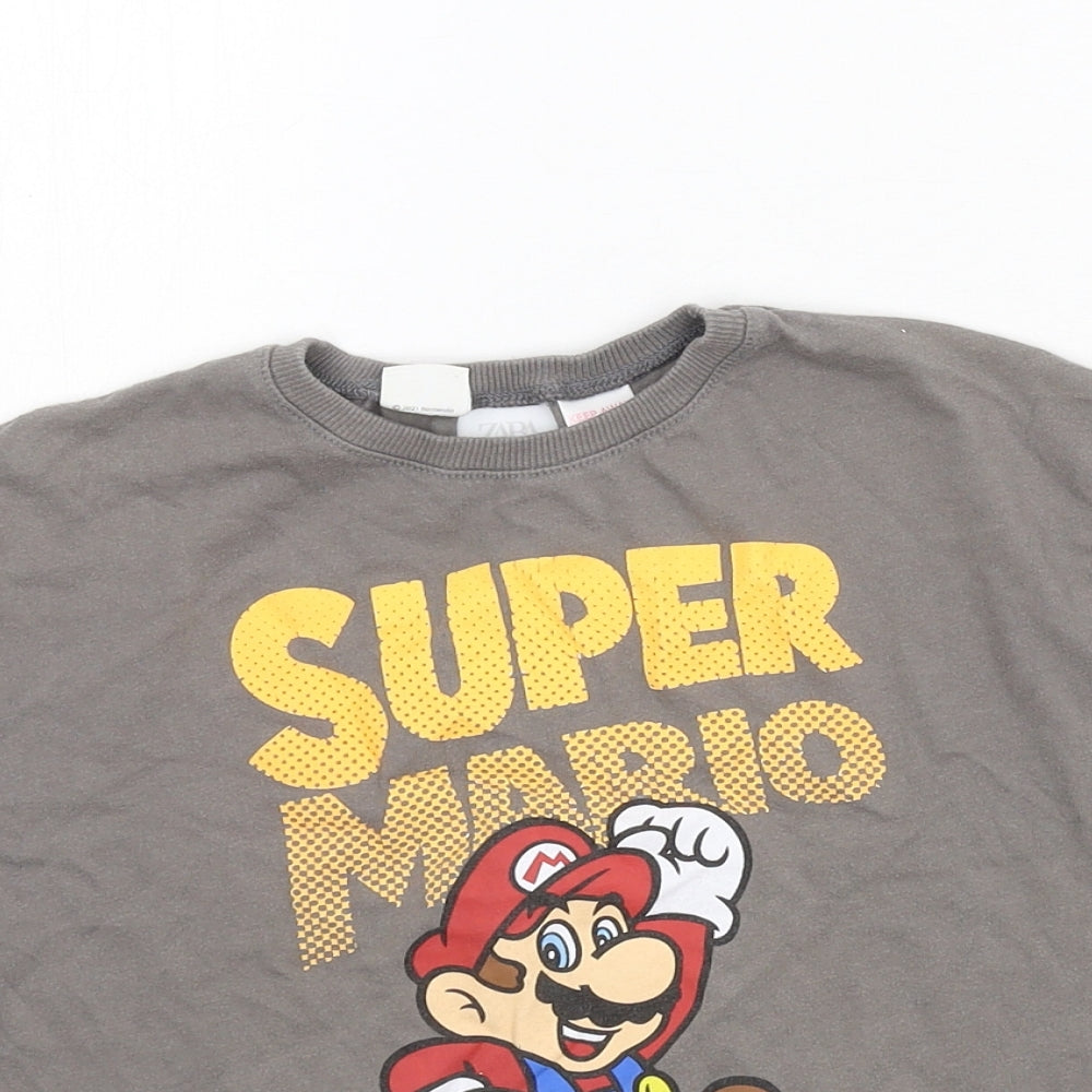 Zara Boys Grey  Jersey Basic T-Shirt Size 4-5 Years  - Super Mario