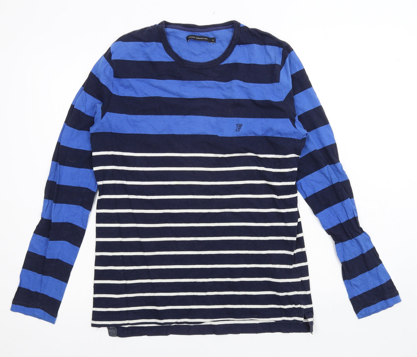 French Connection Mens Blue Striped Jersey  T-Shirt Size M