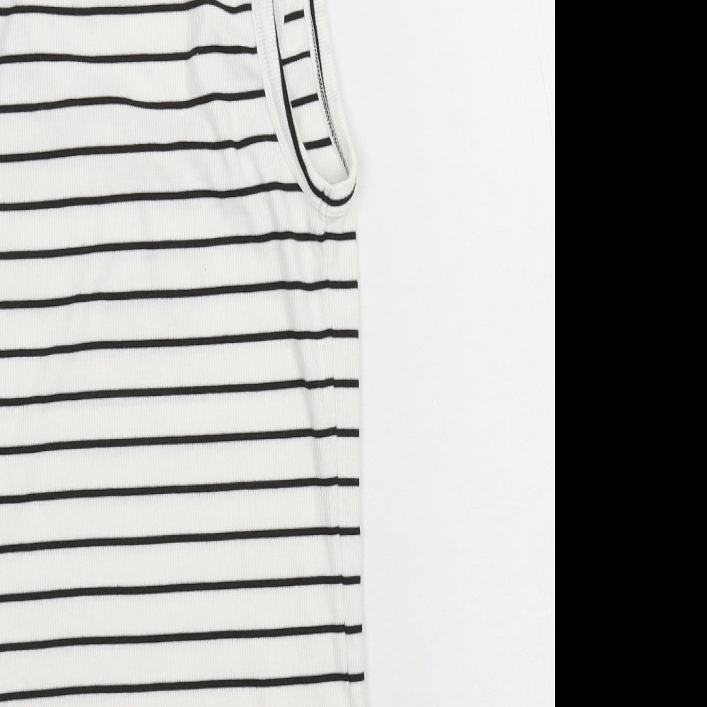 River Island Womens White Striped Jersey Basic Tank Size 10