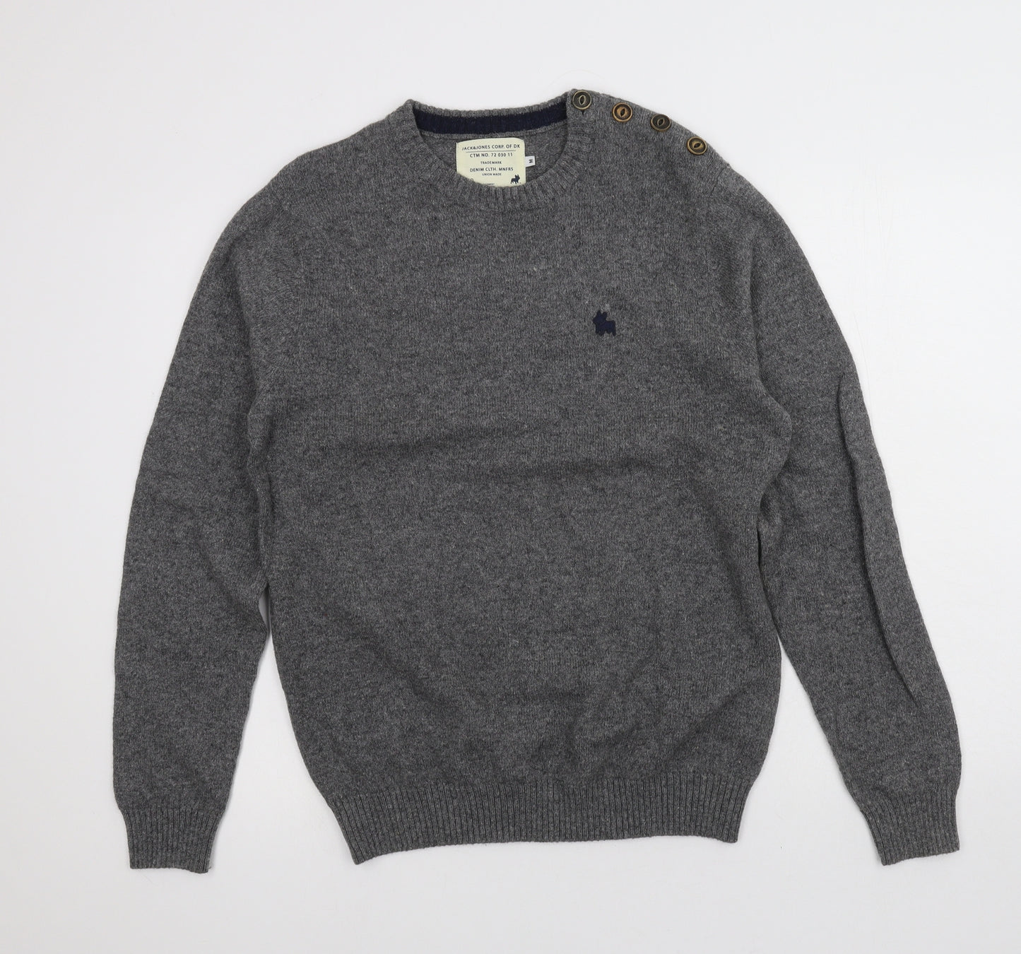 JACK & JONES Mens Grey  Knit Pullover Jumper Size M