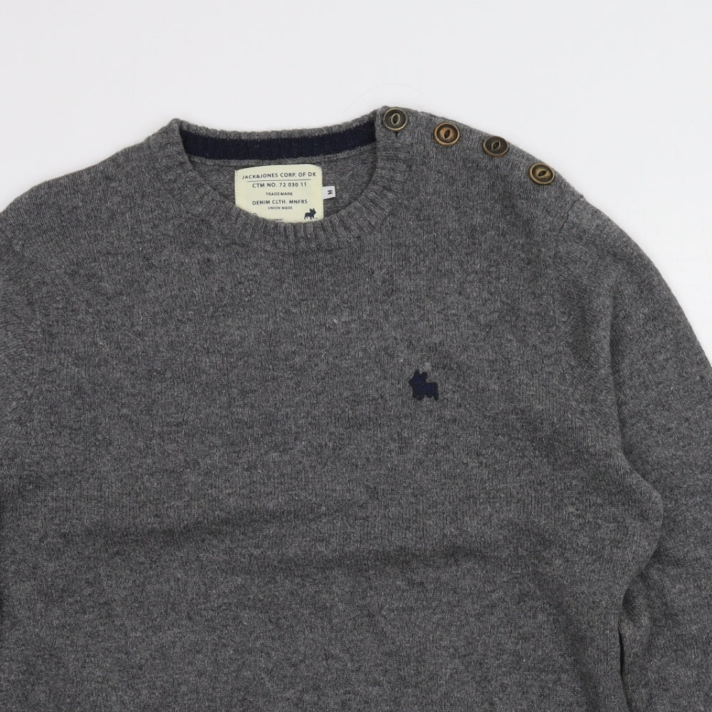 JACK & JONES Mens Grey  Knit Pullover Jumper Size M