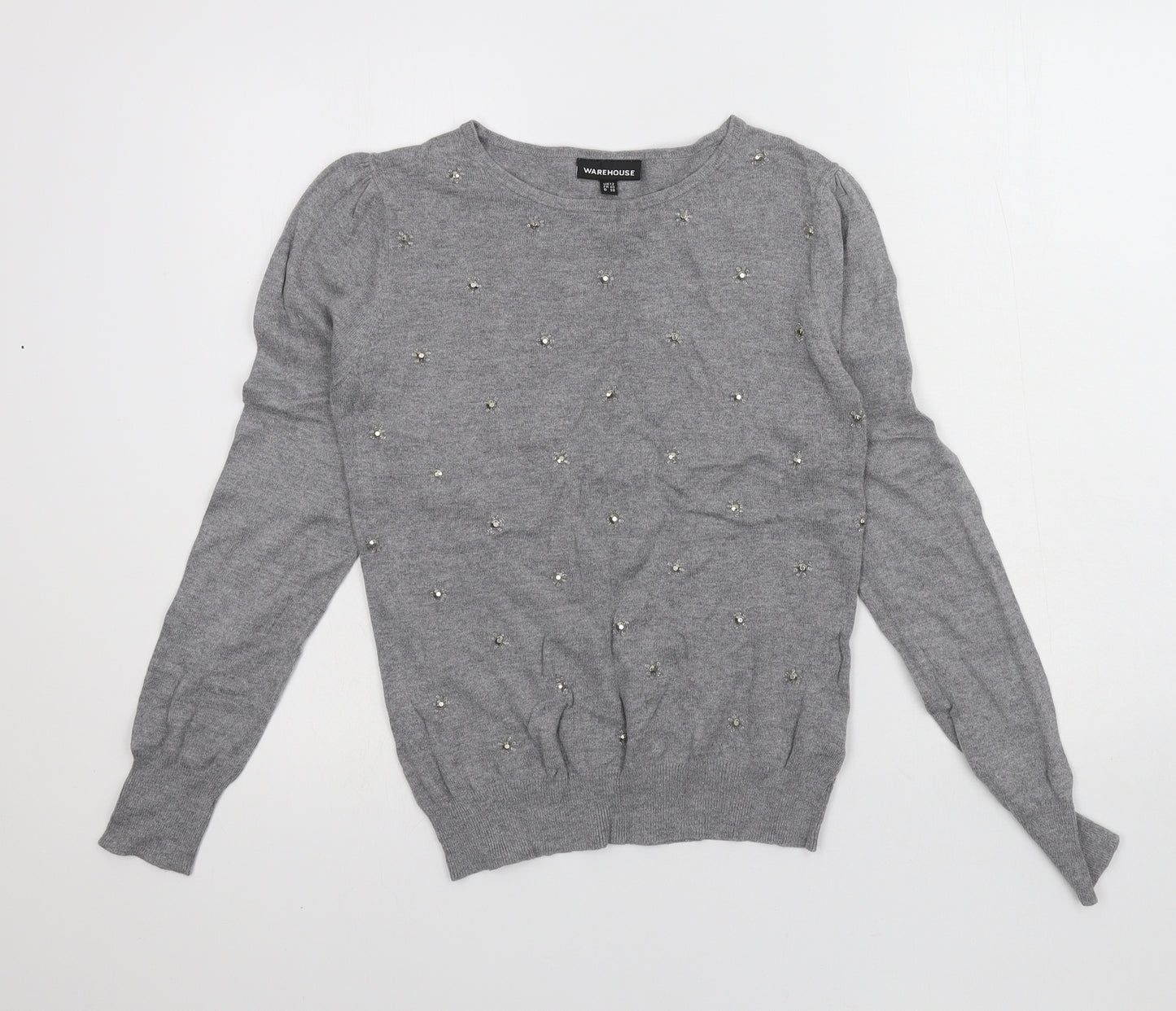 Warehouse Womens Grey  Knit Pullover Jumper Size 12