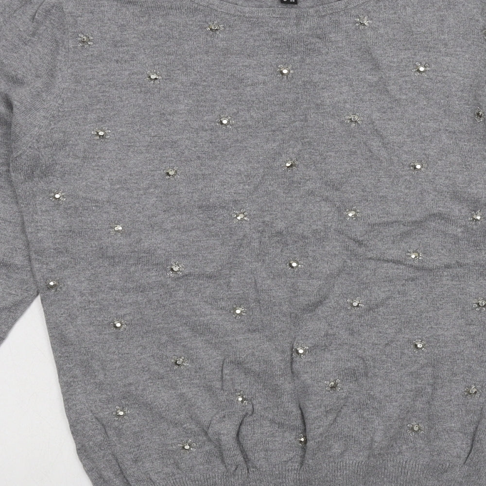 Warehouse Womens Grey  Knit Pullover Jumper Size 12
