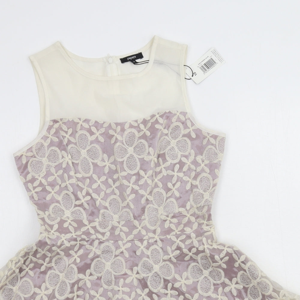 Papaya Womens Purple Floral  Skater Dress  Size 10