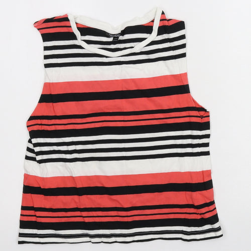 Topshop Womens Multicoloured Striped Jersey Basic Tank Size 10