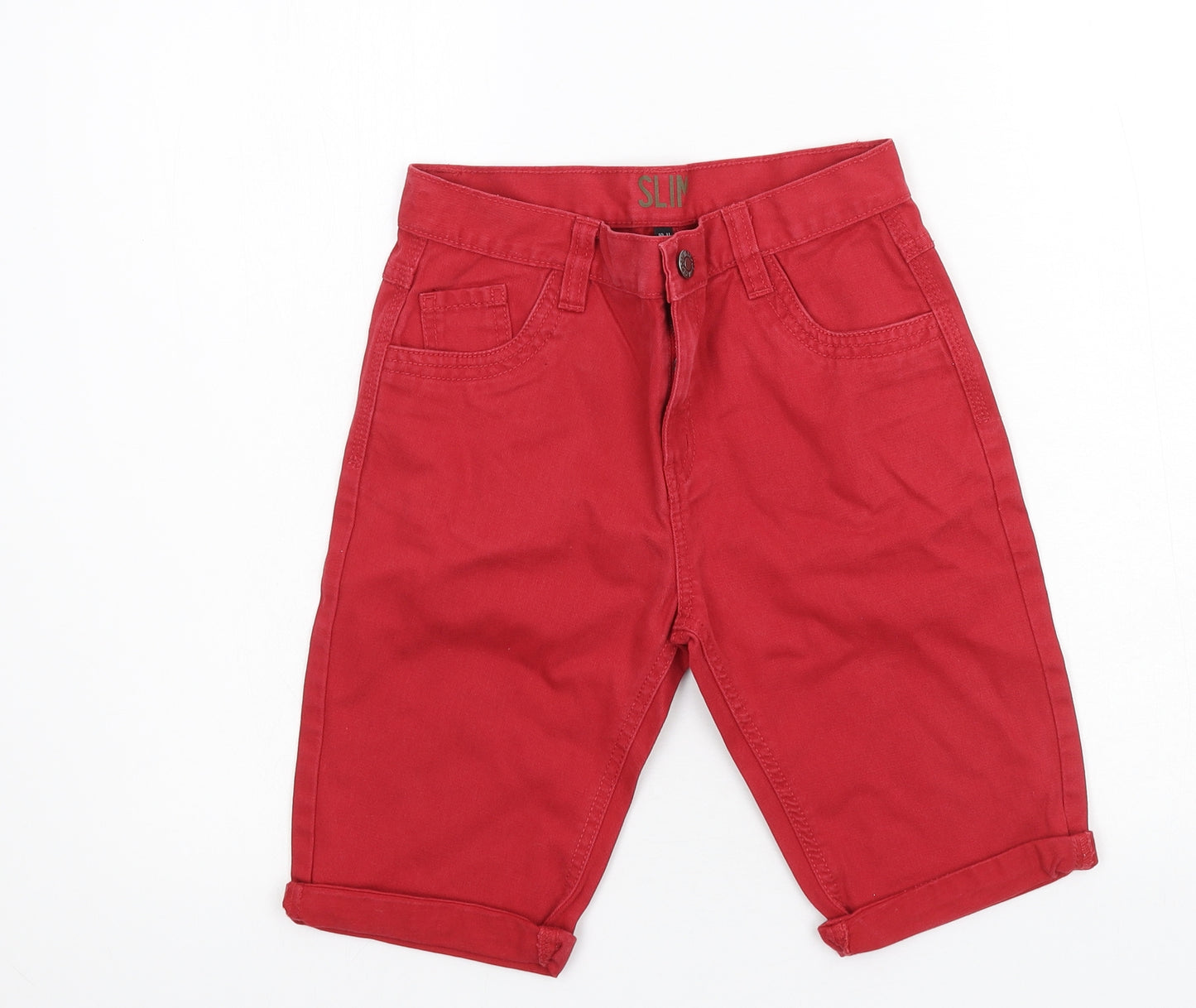 Denim & Co. Boys Red  Denim Bermuda Shorts Size 10-11 Years