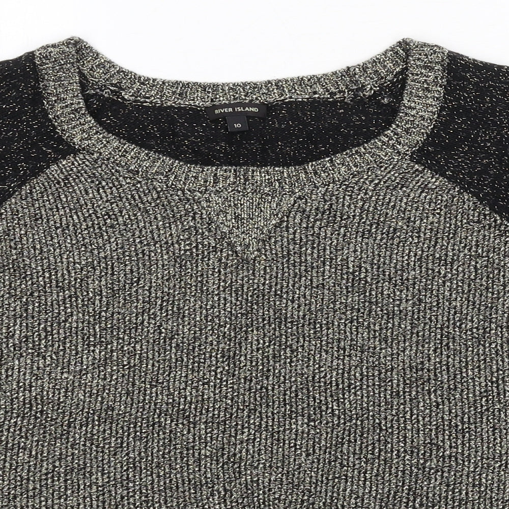 River Island Womens Black  Knit Pullover Jumper Size 10