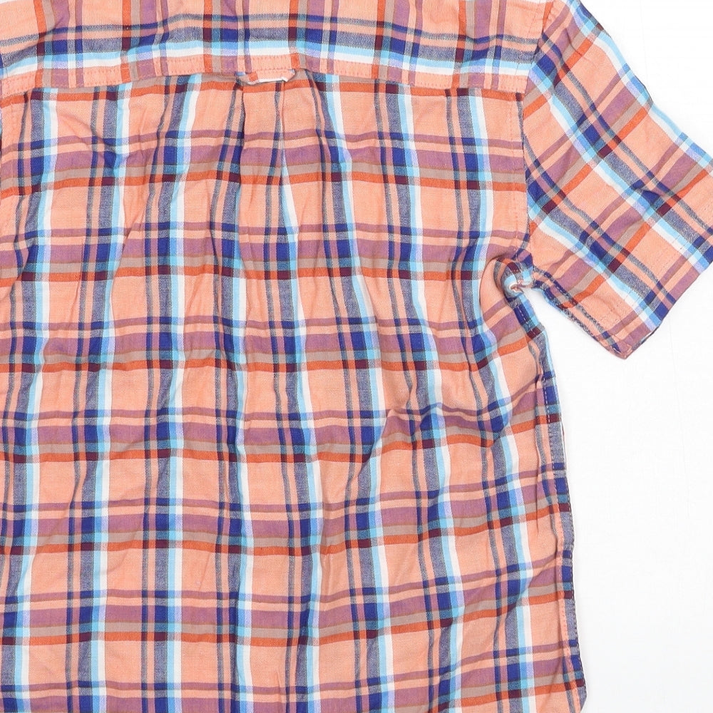 Ben Sherman Boys Orange Plaid  Basic Button-Up Size 10-11 Years
