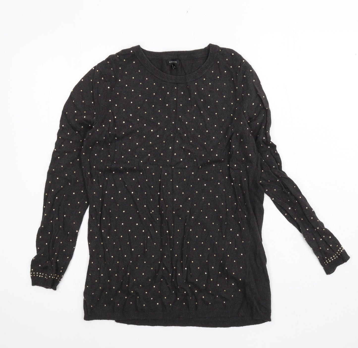 River Island Womens Grey  Knit Pullover Jumper Size 12