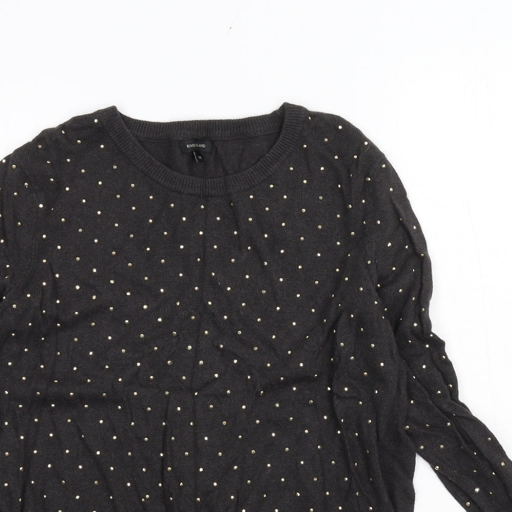 River Island Womens Grey  Knit Pullover Jumper Size 12
