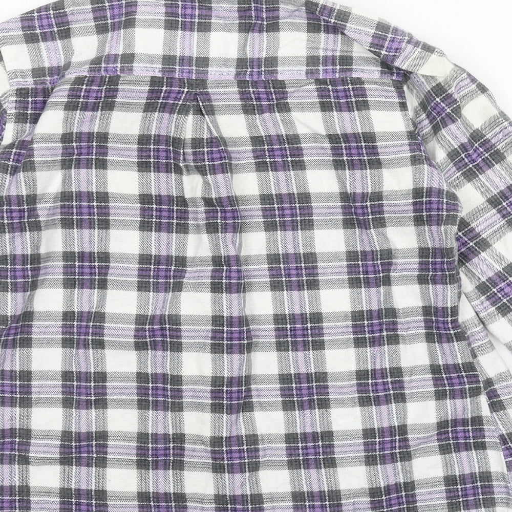 Brave Soul Womens White Plaid  Basic Button-Up Size M