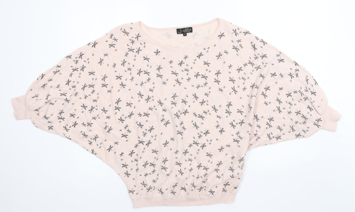 New Look Womens Pink Geometric Knit Pullover Jumper Size 12  - Dragonfly