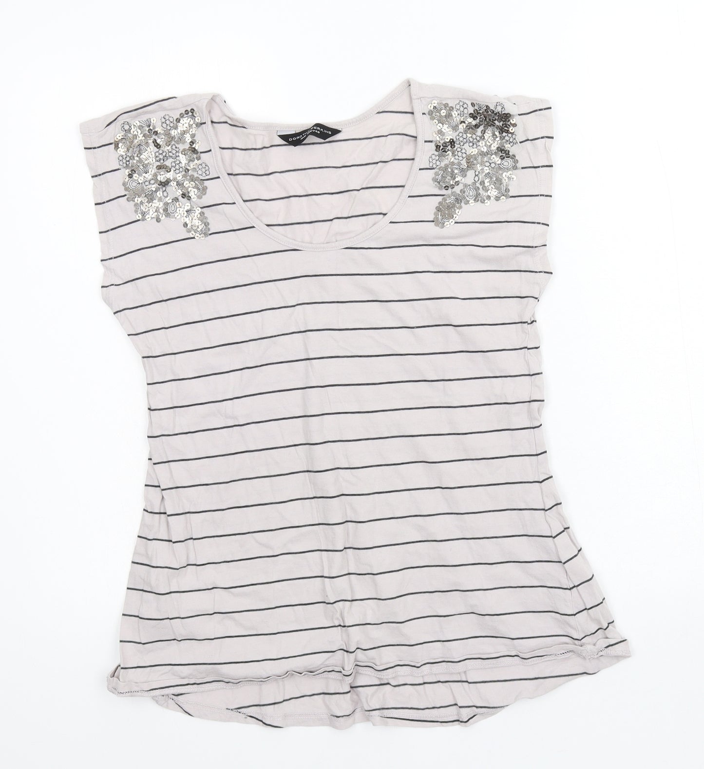 Dorothy Perkins Womens White Striped Jersey Basic T-Shirt Size 10