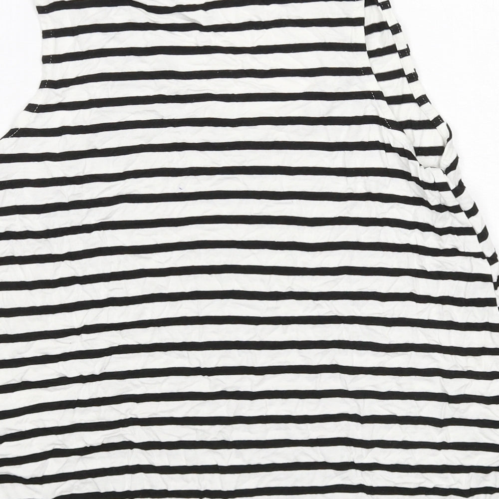 New Look Womens White Striped Jersey Basic Tank Size 12