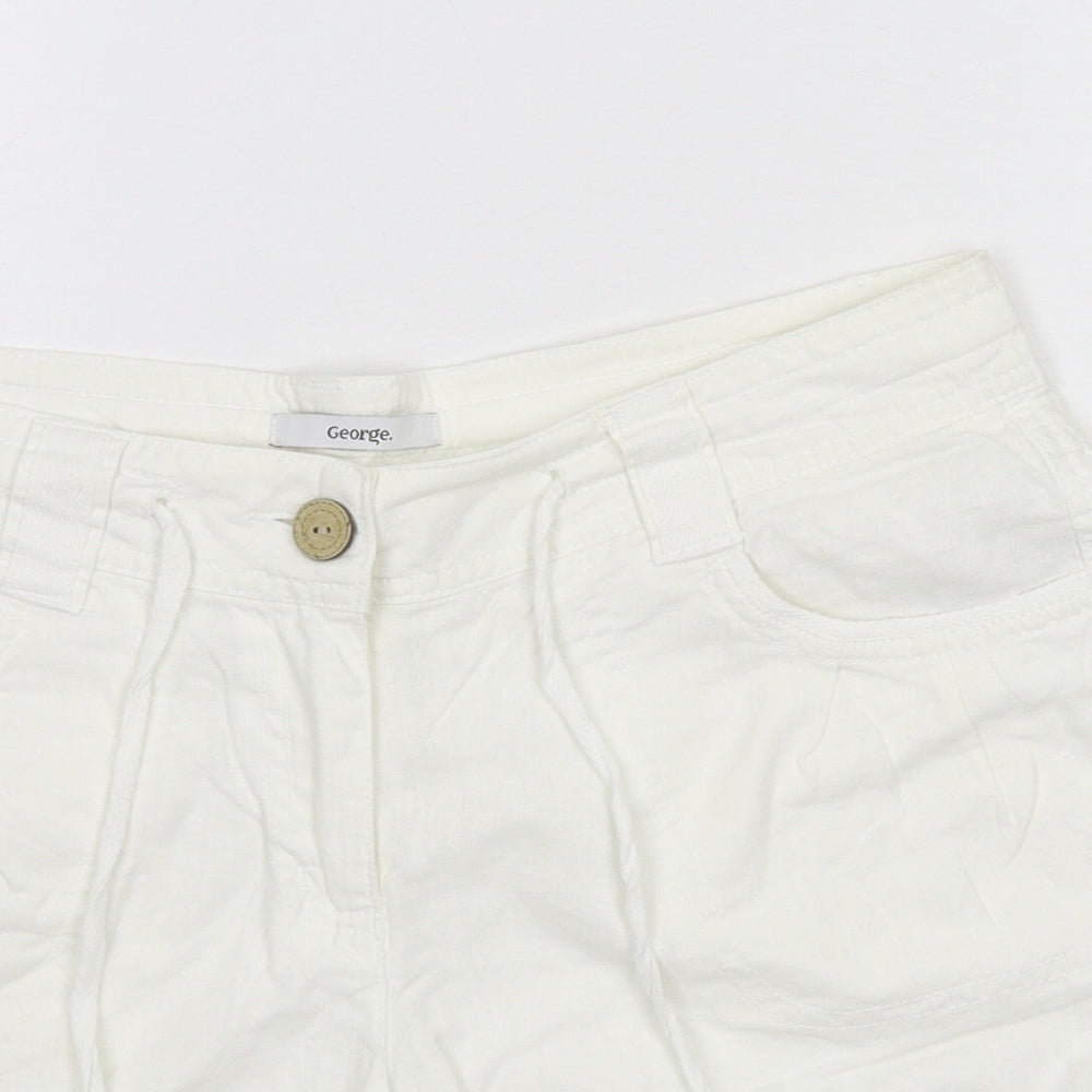 George Womens White   Cut-Off Shorts Size 12