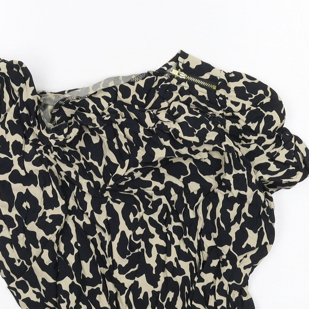 River Island Womens Brown Animal Print  Basic T-Shirt Size 12