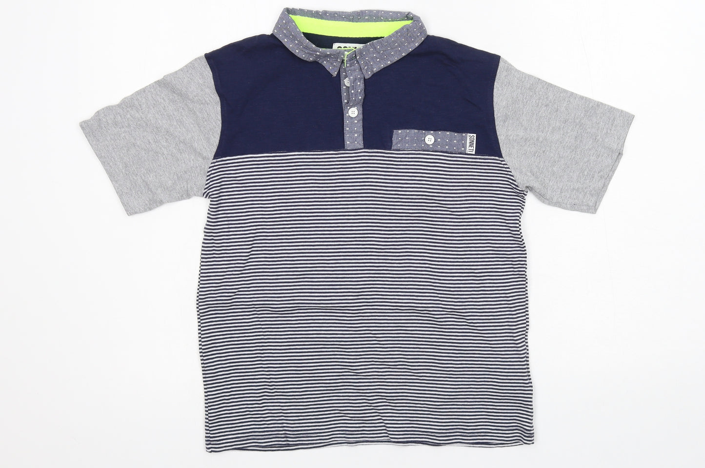 Sonneti Boys Blue Striped Jersey Basic T-Shirt Size 12-13 Years