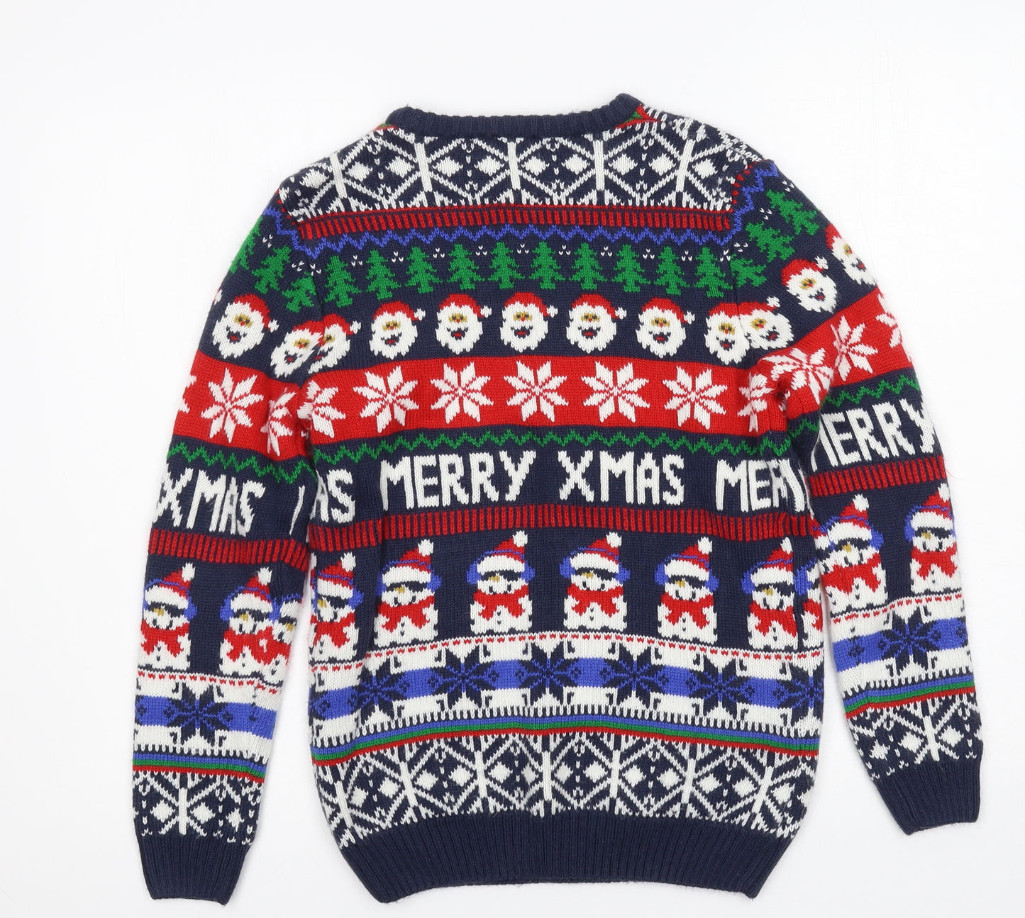 George Boys Blue Geometric Knit Pullover Jumper Size 11-12 Years  - Merry Christmas