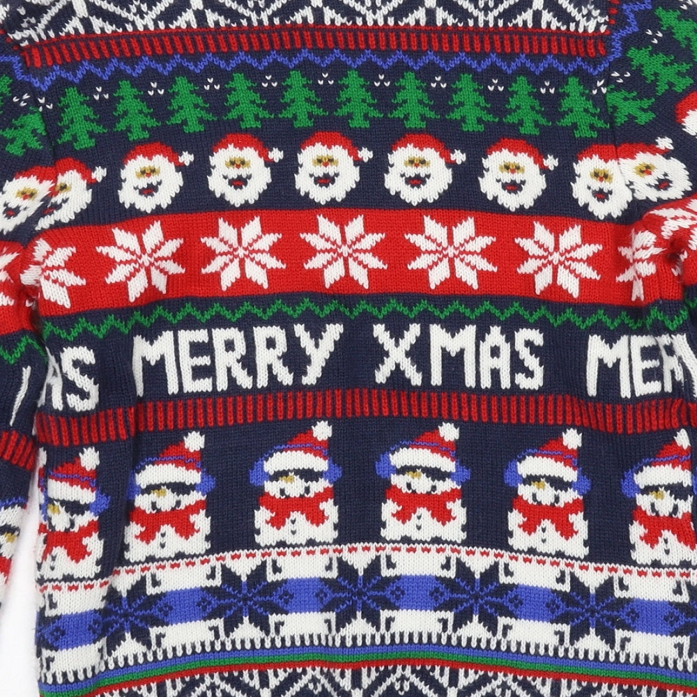 George Boys Blue Geometric Knit Pullover Jumper Size 11-12 Years  - Merry Christmas