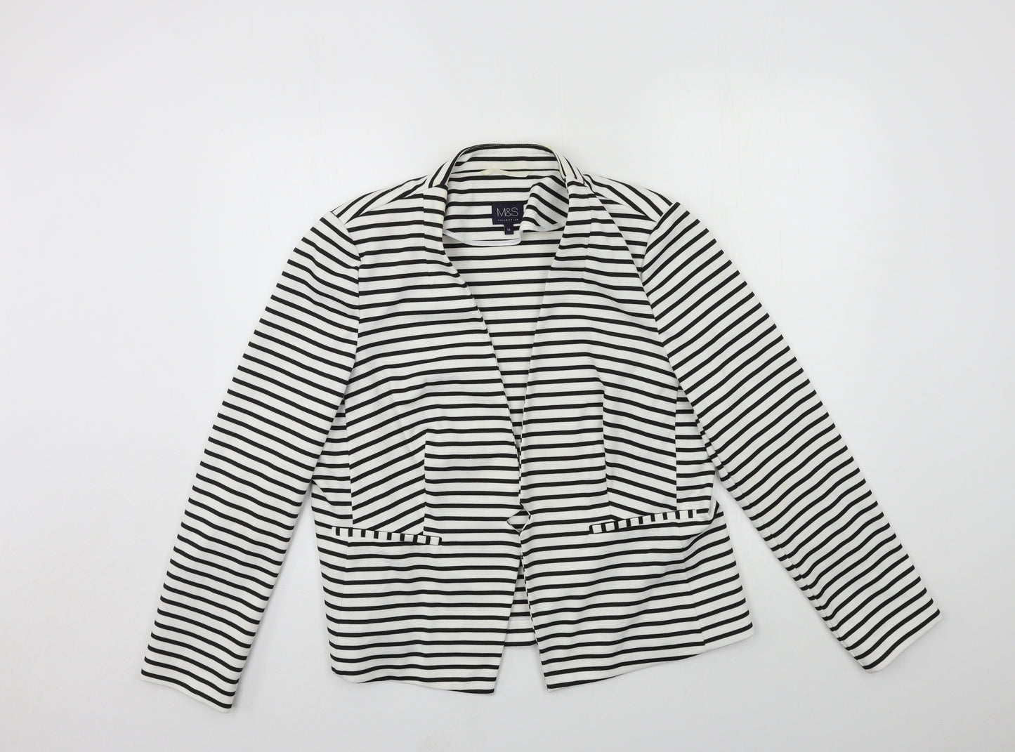 Marks and Spencer Womens White Striped  Jacket  Size 18