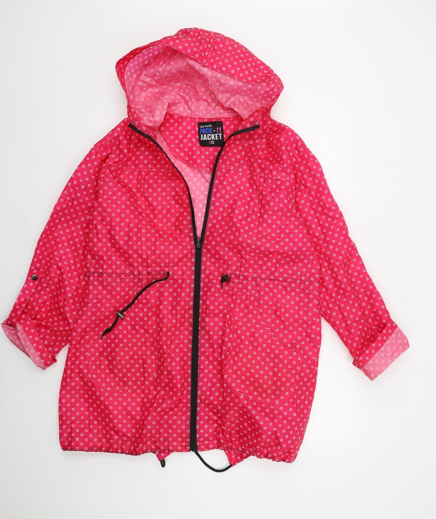 Mia Moda Womens Pink Polka Dot  Rain Coat Coat Size 12