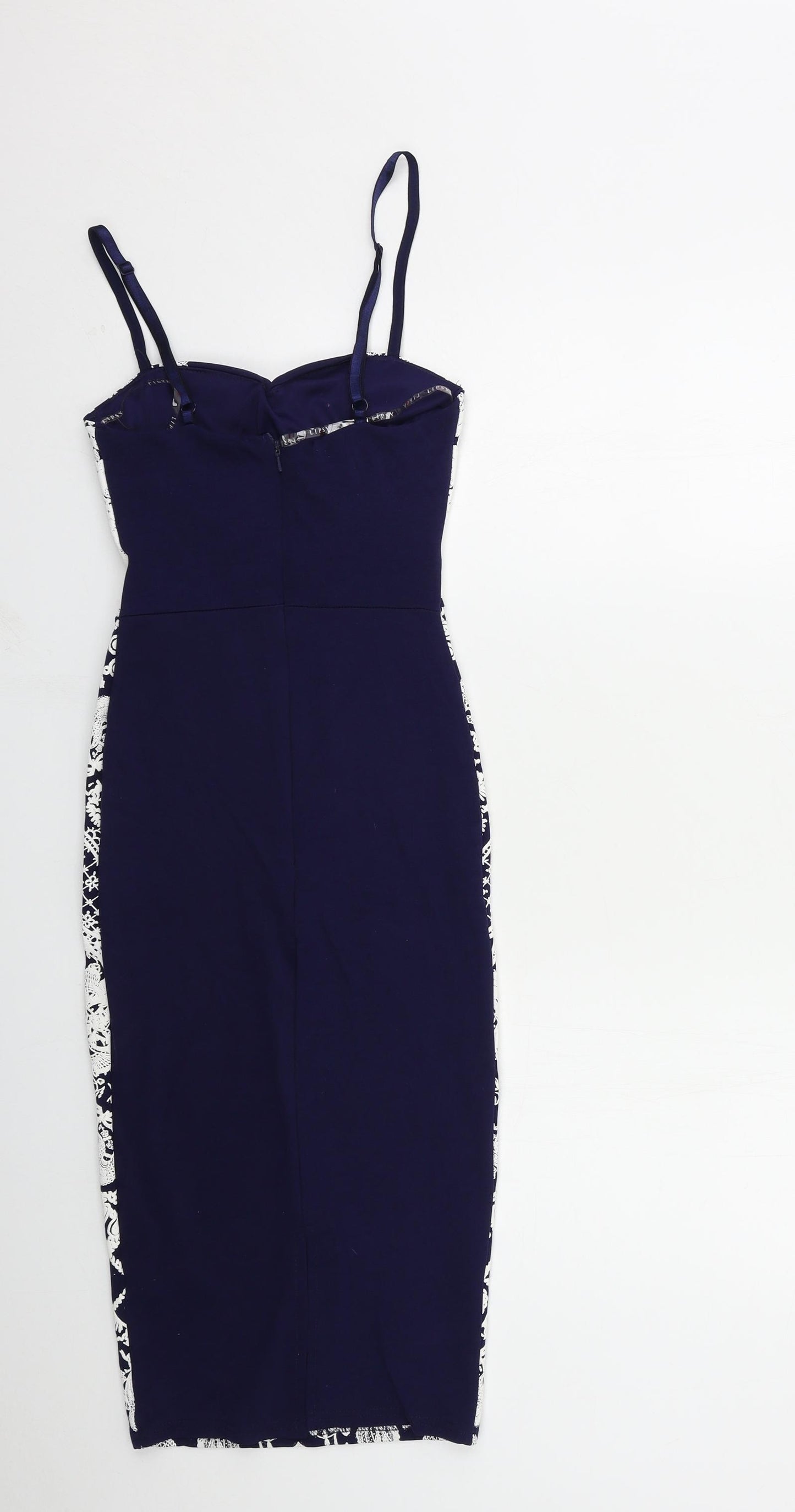 Lipsy Womens Blue Floral  Bodycon  Size 6