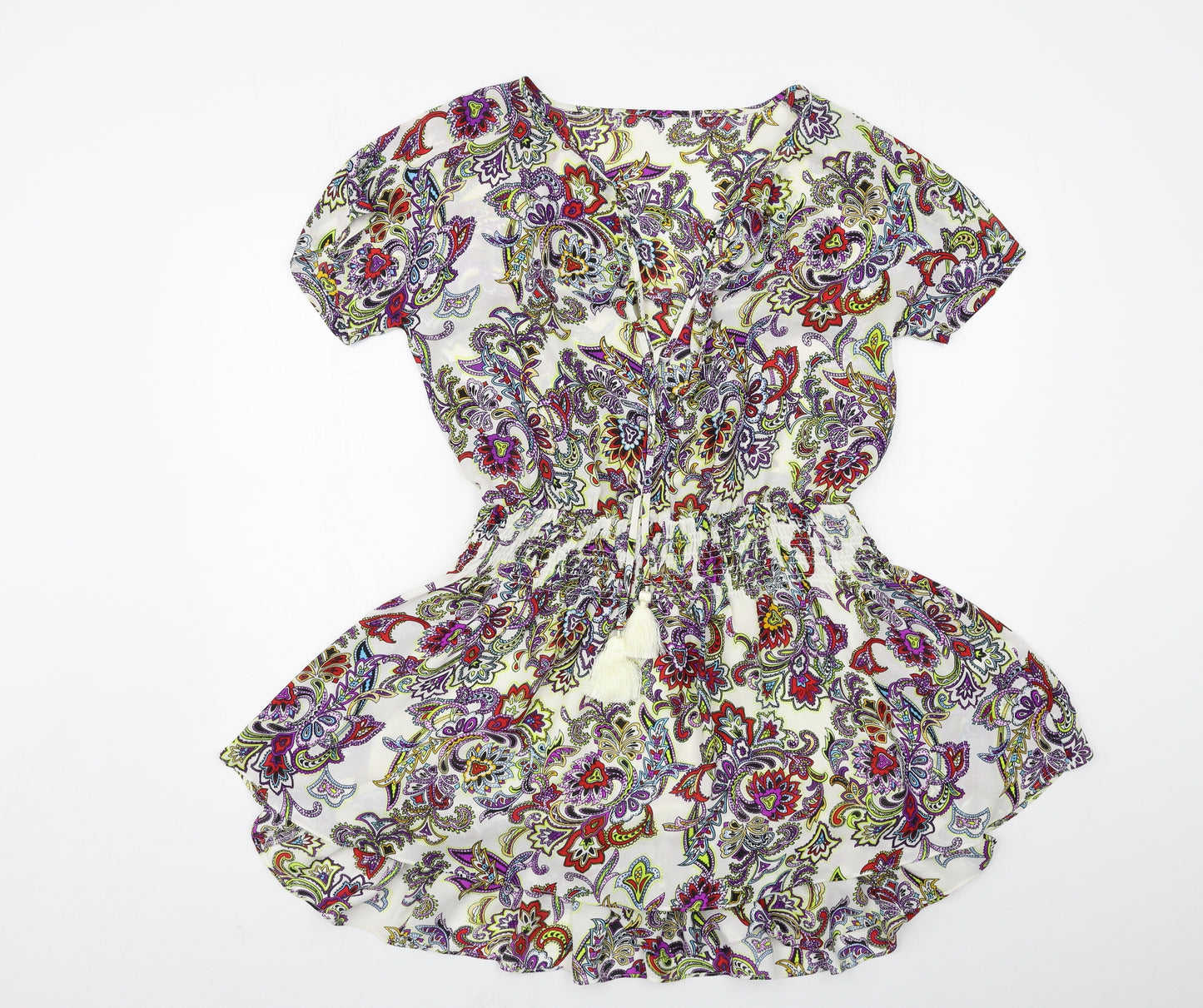 Preworn Womens White Paisley  Shift  Size XS