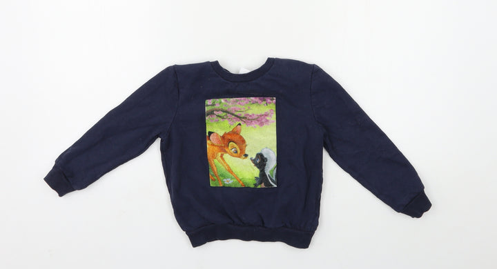 Disney Girls Blue   Pullover Sweatshirt Size 4-5 Years  - bambi