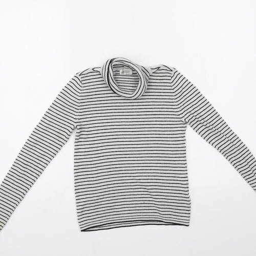 H&M Girls Black Striped Knit Pullover Jumper Size 11-12 Years