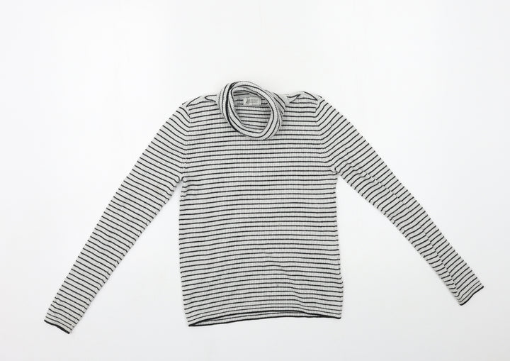 H&M Girls Black Striped Knit Pullover Jumper Size 11-12 Years