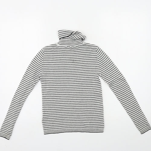 H&M Girls Black Striped Knit Pullover Jumper Size 11-12 Years