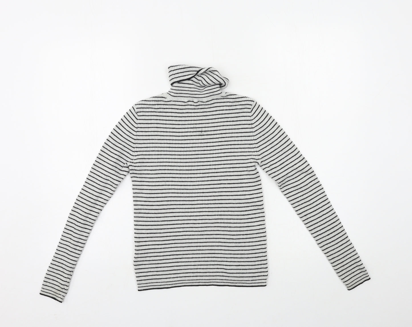 H&M Girls Black Striped Knit Pullover Jumper Size 11-12 Years