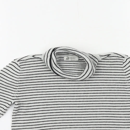 H&M Girls Black Striped Knit Pullover Jumper Size 11-12 Years