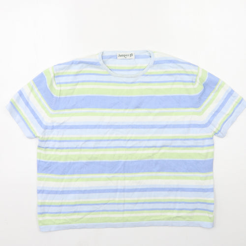 Jumper Womens Blue Striped Knit Pullover Jumper Size XL