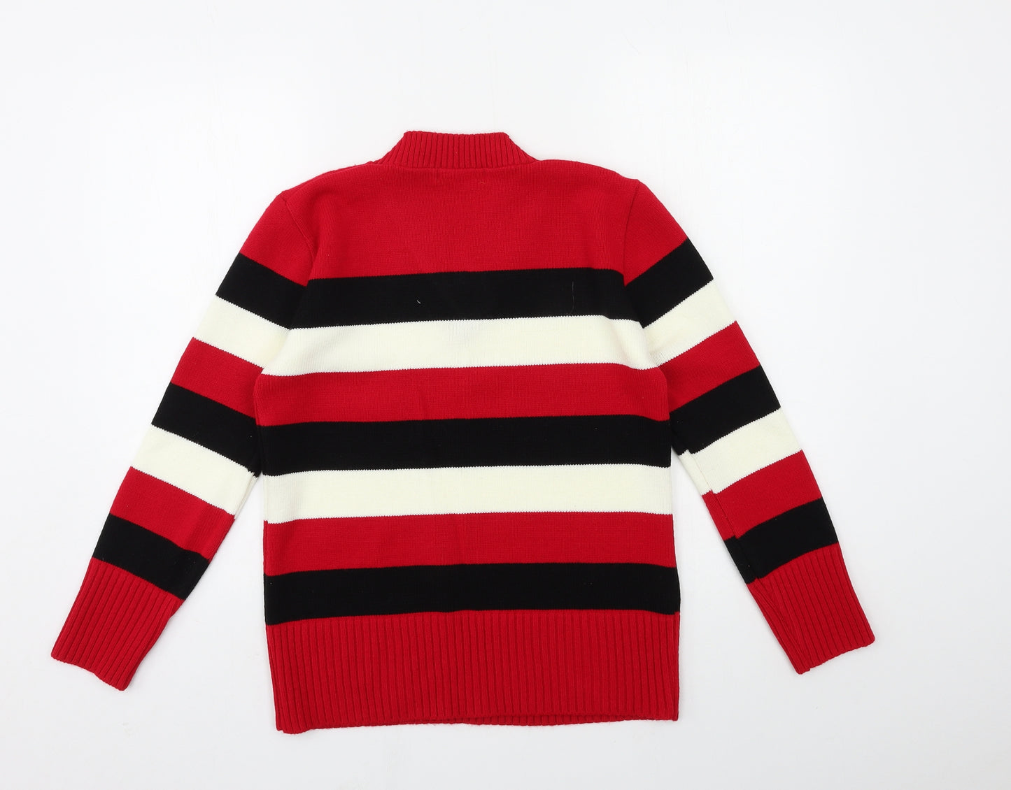 Elegant Womens Red Striped Knit Pullover Jumper Size L