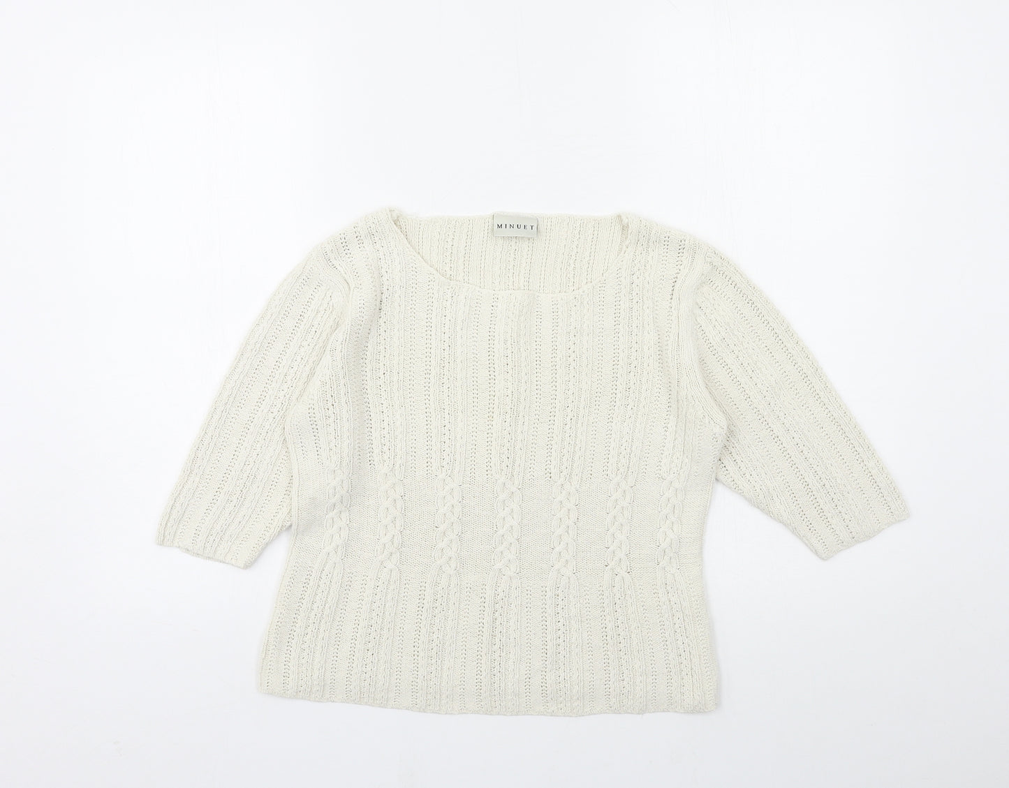 MINUET Womens White  Knit Pullover Jumper Size 14