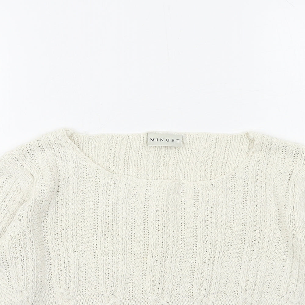 MINUET Womens White  Knit Pullover Jumper Size 14