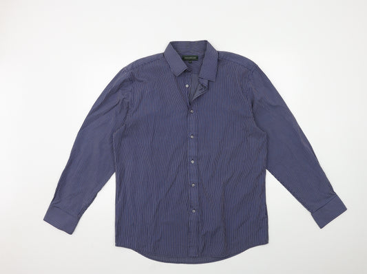 greenwoods Mens Blue Striped   Dress Shirt Size 16.5