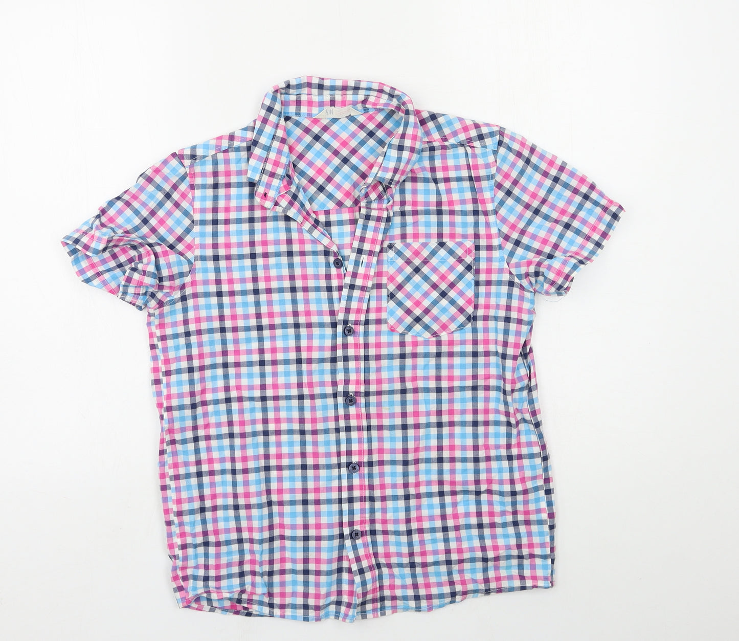 H&M Boys Blue Check  Basic Button-Up Size 13 Years