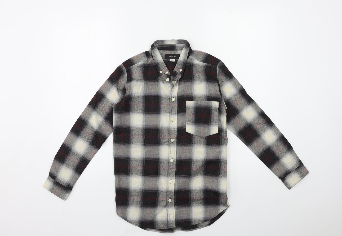 River Island Boys Grey Check  Basic Button-Up Size 11-12 Years