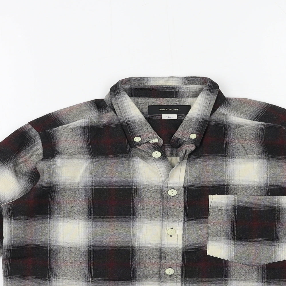 River Island Boys Grey Check  Basic Button-Up Size 11-12 Years