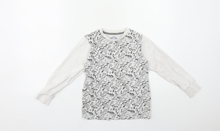 Matalan Boys Grey Geometric Basic T-Shirt Size 7 Years