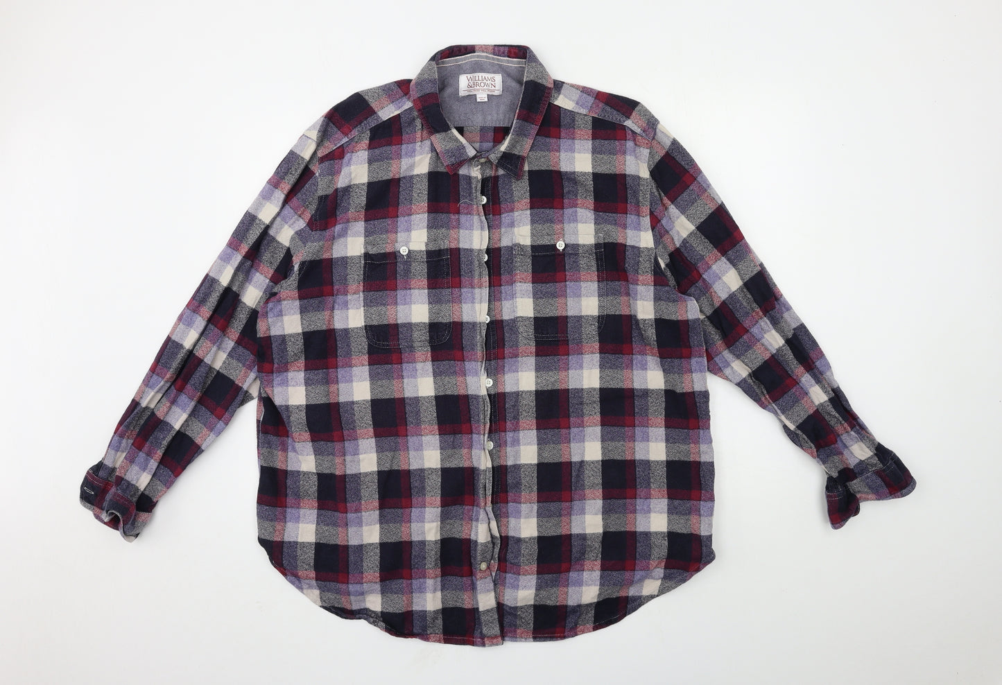 Williams & brown Mens Blue Check   Button-Up Size 2XL