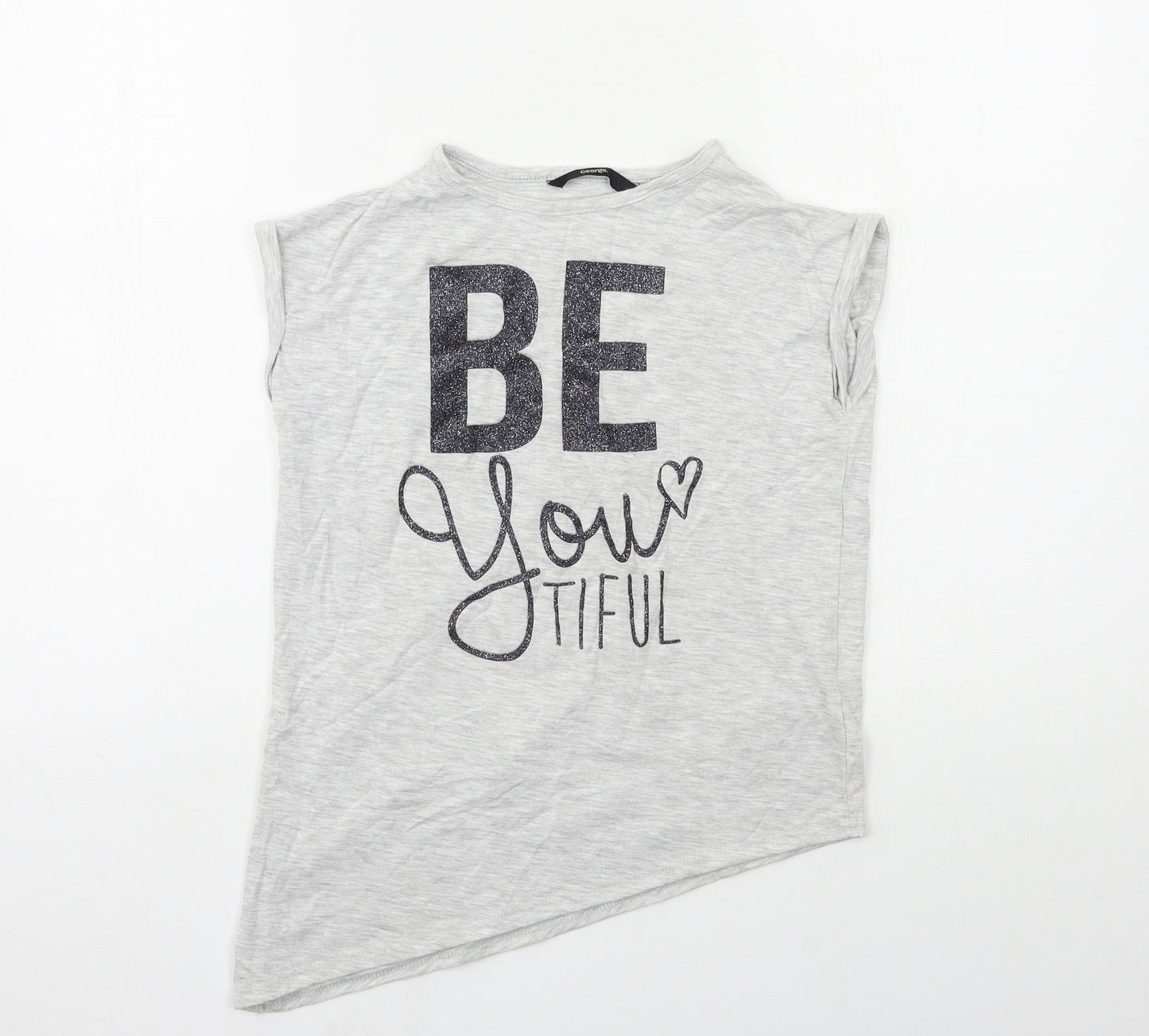 George Girls Grey   Basic T-Shirt Size 7-8 Years