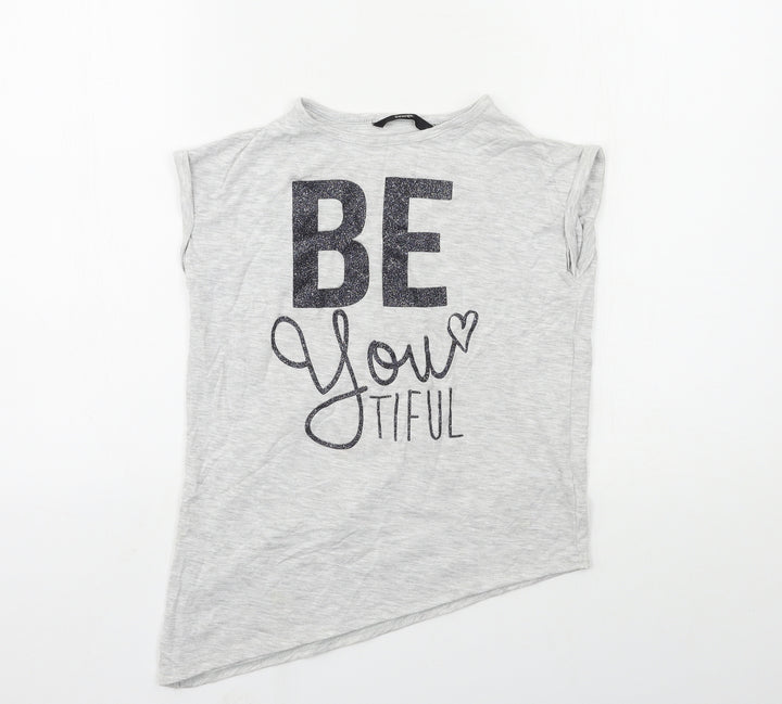 George Girls Grey   Basic T-Shirt Size 7-8 Years