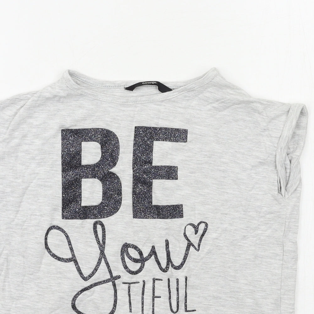 George Girls Grey   Basic T-Shirt Size 7-8 Years