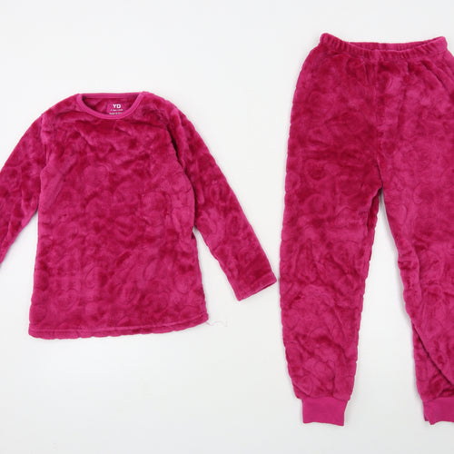 Young Dimension Girls Pink  Fleece Top Pyjama Set Size 8-9 Years