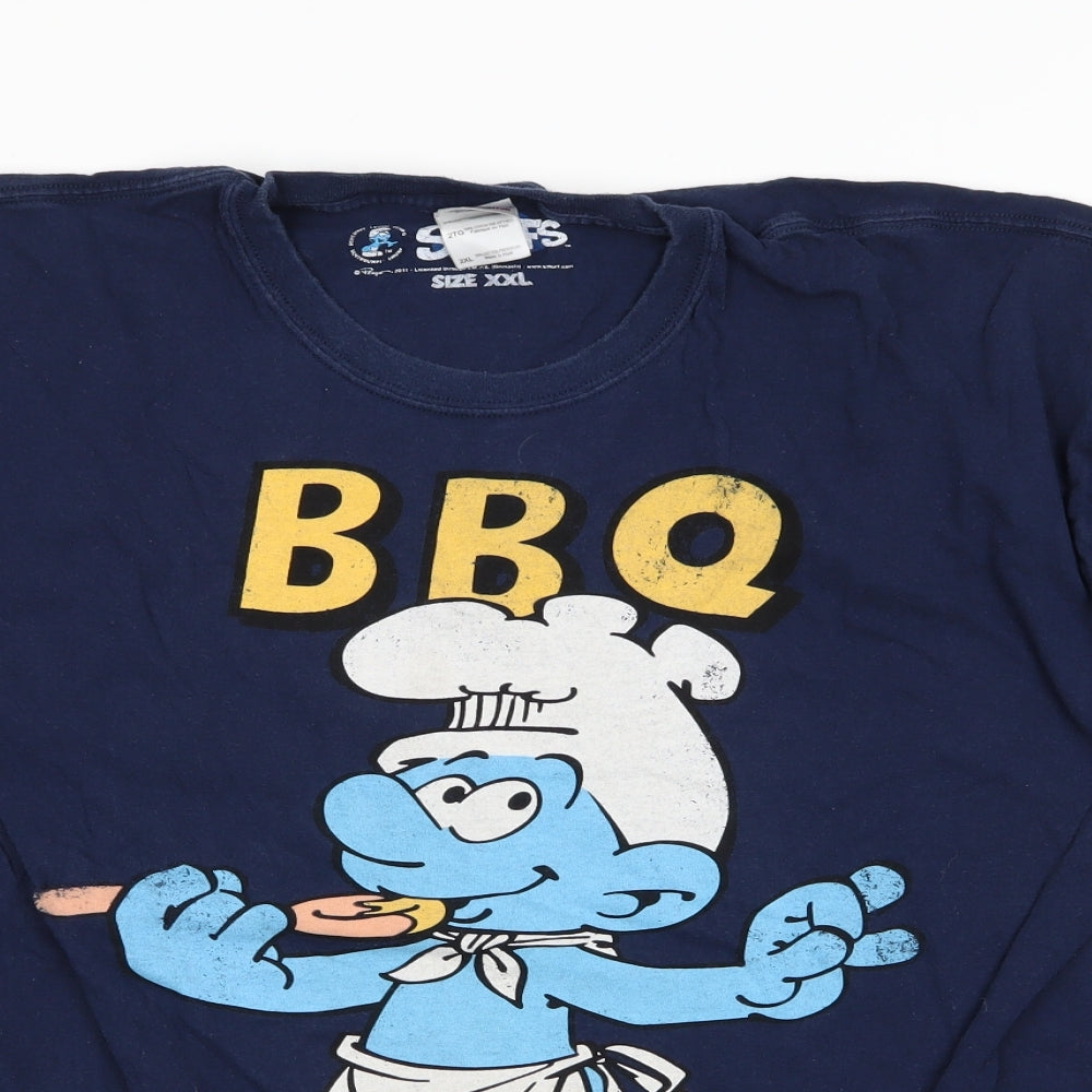 Gildan Mens Blue    T-Shirt Size 2XL  - smurfs